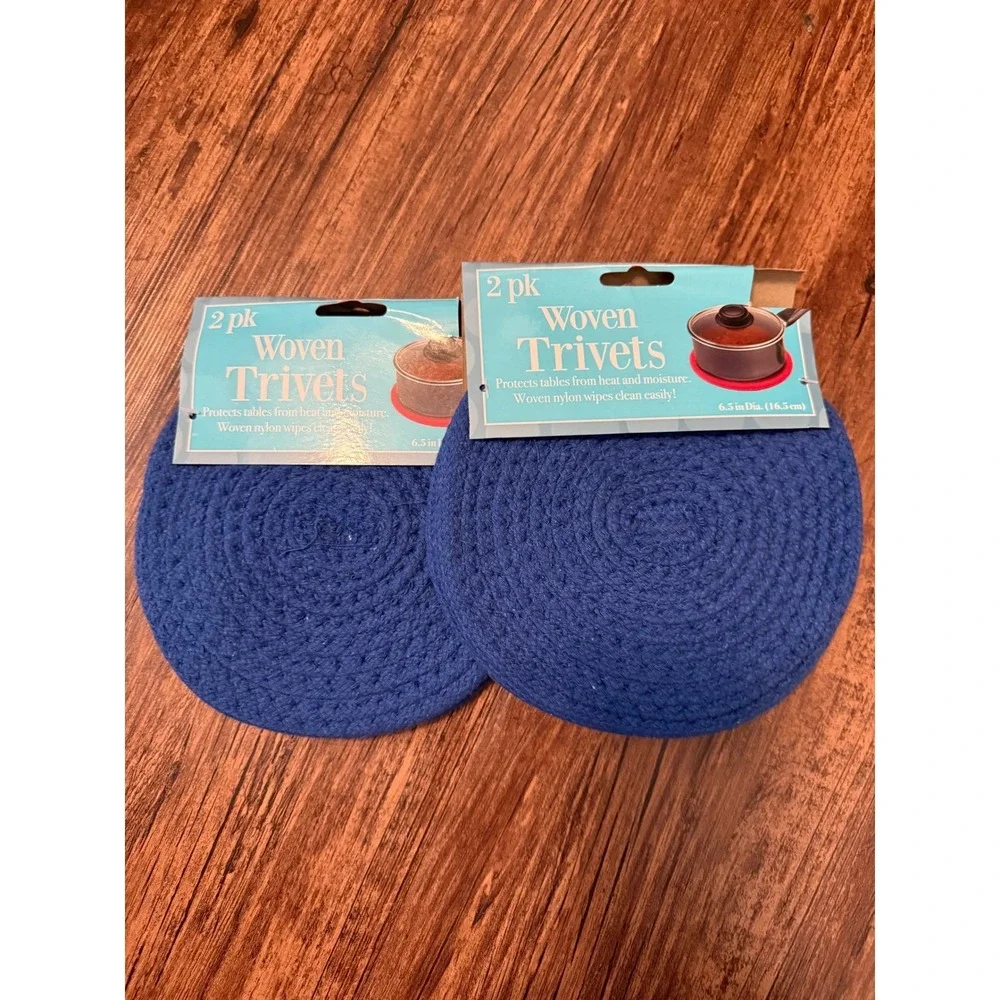 2 pk Woven Trivets - BASE4 - Blue - 6.5
